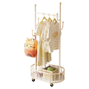 Childrens Portable Floor Standing Coat Rack Bedroom Living Room Space Saving Mini Storage Rack Simple Modern Carbon Steel