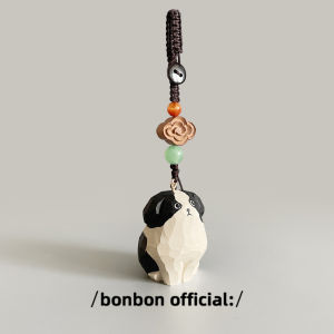 Hand Carved Puppy Keychain Creative Cute Birthday Gift Car Keys Bag Accessories Wooden Material Side Shepherd Key Holder