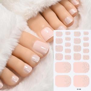22tips Baking Free Toe Nail Sticker Wraps Solid Color Full Cover Toenail Polish Strips Summer Self Adhesive DIY Foot Decals