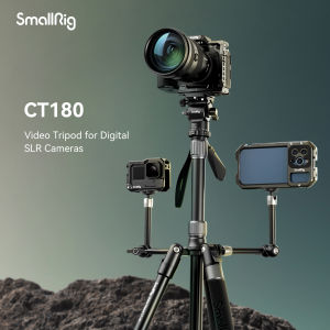 SmallRig 72" Lightweight Travel Tripod Stand Monopod with Center Column Fluid Head (Max Load 3KG) Knob Lock Legs Height from 43cm to 188cm for Vlogging Dslr Camera Cellphone 3760