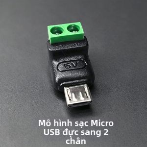 JCD | Micro USB Type-C Sang 2Pin Vít Uốn Khối Đầu Cuối Adapter 5V 9V 12V Sạc Solderless Cắm Dây Nối Dài Cho Điện Tử
