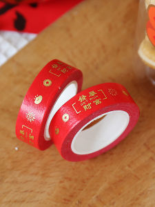 Red Colorful Decorative Baking Paper Tape Non-Drying Adhesive Sealing Sticker DIY Kitchen Baking Tools Pastry Packaging Box