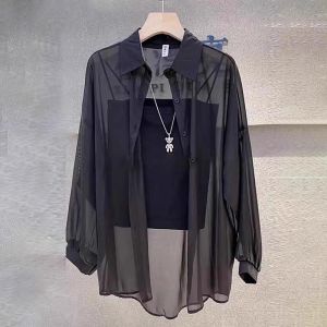 UV Protection Breathable Loose Blouse Black