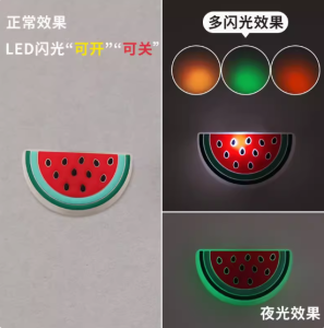Crocs LED รองเท้าสัตว์การ์ตูนระยิบระยับ รองเท้าสัมผัสได้ในเวลากลางคืน หัวเข็มขัดสำหรับรองเท้า สีสันสดใส ทนทานต่อการสึกหรอ