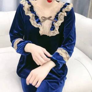 Red Velvet Sleepwear Womens Home Clothes Snake Year Zodiac New Arrival Long Sleeve Yoga Fitness Ensemble Nine Points Pants