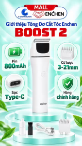 Tông Đơ Cắt Tóc Enchen BOOST 2 Pin 800mAh Sạc Type-C Cữ Lược 3-21mm Dùng Đến 200 Phút - Hàng Chính Hãng