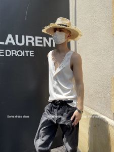 Summer Fitness Henry Collar Vest Mens Korean Version Slim Fit Sport Sembach Shirt Sleeveless Thin Shoulder Exercise Shirt