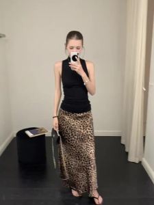 Trendy Leopard Print Hemline Skirt