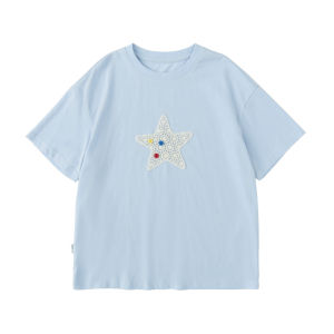 KECHU | Luck Star Cut Out Thin Knit Loose T-Shirt for Medium to Large Girls