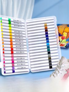 Non-toxic Acrylic Marker Pens 48 Colors Stackable Colors for Kindergarten Children Washable Painting Brushes 24 Core Pens