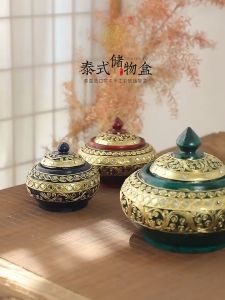 ผอบใส่ของ ผอบเล็กเดินเส้น หม้อเล็ก ของตกแต่ง ผอบเขียนทองเดินเส้นติดกระจก Casket ของตกแต่งโรงแรม ขนาด5นิ้ว 6นิ้ว 8นิ้ว จัดส่งฟรี