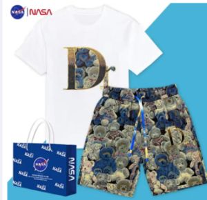 SONIX ชุด2024แขนลำลองขาสั้นของผู้ชายกางเกงเสื้อยืดผ้าฝ้ายและสั้นพิมพ์ลายหมีฤดูร้อนชุด2ชิ้นทันสมัยผ้าคอตตอนหรูหรา