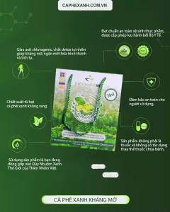 [Chính Hãng 100%] Cafe xanh kháng mỡ giảm eo thiên nhiên việt hộp 30gói. Cà phê xanh giảm mỡ.