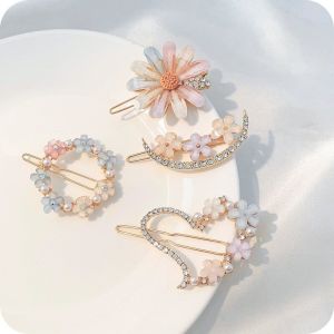 Korean Hair Accessories Daisy Rhinestone Hairpin Girl Liu Haibin Clips Temperament Net Red Flower Side Frog Buckle Top Clip