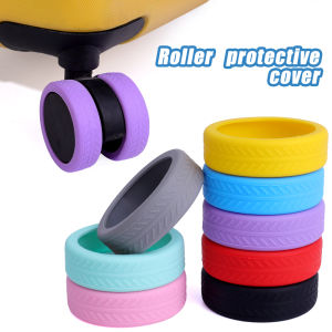 8ชิ้นที่หุ้มที่กันขอบล้อกระเป๋าทำจากซิลิโคนนิ่มทนทานกล่องยืดหยุ่นสำหรับการเดินทางรถเข็นลดเสียงรบกวน