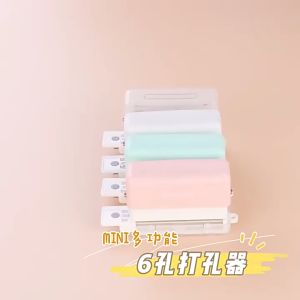 KW-TRIO 99H6 Mini Hole Puncher 6 Hole Handheld Plastic 6mm Round for A4/A5/B5 Scrapbook Refillable Notebook OfficeSchool