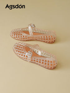 Agsdon | Crystal Jelly Summer Outdoor Hollow Soft Bottom Non-Tiring Slip On Shoes