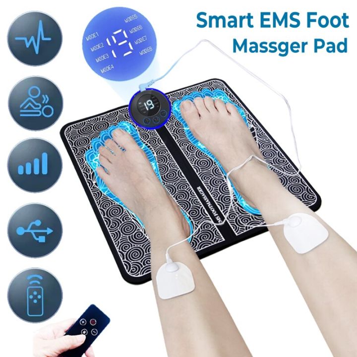 Electric EMS Foot Massager Pad Relief Pain Relax Feet Acupoints Massage ...