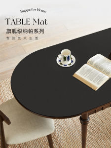 Black Leather Oval Dining Table Cushion Accessible Luxury Fancy Oil-Proof Waterproof Tablecloth Oven Mitts Living Room Coffee Table Mat