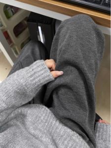V37 American Style Deep Grey Casual Pants Mens High Street Cleanfit Simple Straight Leg Wide Leg Long Pants Autumn