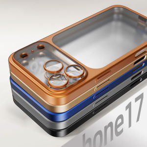 Luxury Plating Matte Transparent Wireless Charging Phone Case For iPhone 13/14/15/16/17 Pro Max Air Plus Shockproof Clear Cover