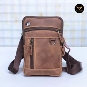 [VALQO] RAZO Tas Kulit Sapi Selempang Slingbag Ukuran Kecil Muat Tempat HP Pria Wanita