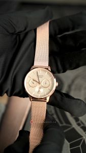 Jam Tangan Wanita Alexandre Christie Multifunction AC 2682 BFBRGLG Light Grey Dial Rose gold Stainless Steel Mesh Strap