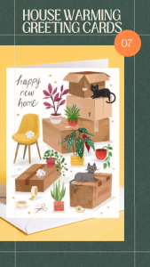 New Home Card - Happy New Home | Moving Boxes New Home New House | A6 Greeting Card | Free Envelope
