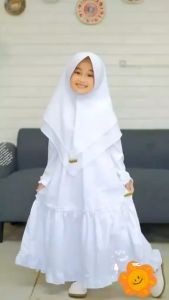 Gamis Anak Manasik 2-10 tahun Putih polos Free Hijab Cantik terbaru