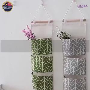 3 Pockets Layers Foldable Waterproof Wall Hanging Storage Bag Wardrobe Organizer Beg Simpanan Poket Gantung Lipat3