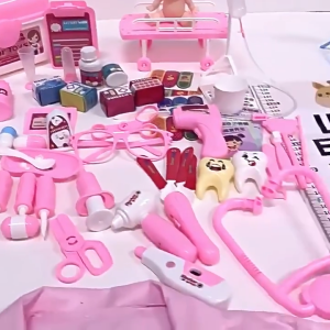 Doctor Toys Set Nurse Stethoscope Injection Medical Box for Kids 60pcs Pink Plastic Pretend Play House Little Doctor Kindergarten Gift Fun for Little Doctors