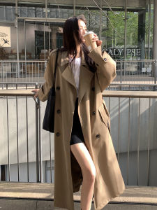 เสื้อแจ็คเก็ตทรงยาวคลุมเข่าสไตล์ย้อนยุคสำหรับผู้หญิง ทรงหลวม แขนยาว ปกสูง ดีไซน์คลาสสิก เสื้อคลุมกันหนาวที่สวมใส่สบาย