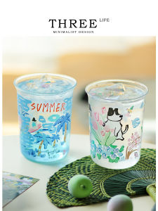 THREE LIFE | Flip Opening Durable Glass Water Cup