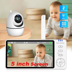 5 Inch Video Baby Monitor Indoor Mini Kids Surveillance Cameras Security Protection Two-way Audio Baby Camera Temperature Display