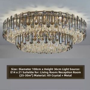 HAOJUESHIDENGSHI | Luxury Crystal Ceiling Light Modern Minimalist Luxury Round