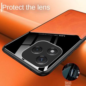 Luxury Leather In-vehicle Magnetic Holder Case For Honor 400 Pro 400 Lite 200 X8C Protective Cover Shockproof Frame Coque Fundas