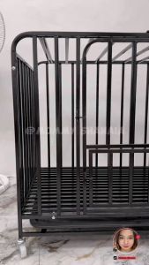 Square Tube Pet Cage Large Metal Dog Cage Stainless Steel Large Free Space Dog Cage with 4 Wheels Foldable Pet Cage