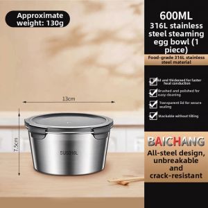 BAICHANG | Egg Steaming Bowl 316 Stainless Steel with Lid