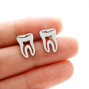 1 Pair Punk Stainless Steel Dentist Tooth Stud Earrings for Women Doctor Nurse Accessories Aretes