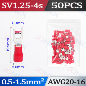 50PCS Fork Crimp Terminals Electrical Wire Connectors M4/M5/M6 U Type Insulated Spade Lugs For Quick Splicing Cables Connection