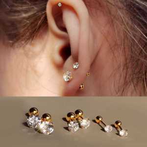Ultra-Shiny Small Earring Screw Buckle New 2024 Fashion Sensation Titanium Steel Vintage Court Style Gold Plated Artificial Gemstone