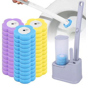 36Pcs Disposable Toilet Brush Cleaning Kit Replacement Head Long Handle Restroom Wc Bathroom Tool Accessories