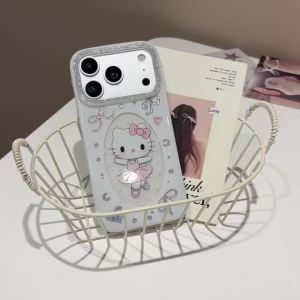 Sanrio | Gold Plated Frame Ballet Hello Kitty Phone Case Protector Shockproof Clear Soft Transparent Cover For iPhone 17 16 15 17 Pro Max