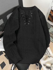 เสื้อสเวตเตอร์คอวีแขนยาวผู้ชาย สไตล์อเมริกันย้อนยุค สีสันสดใส ทรงหลวม ปกติ ฤดูใบไม้ร่วง/ฤดูหนาว เสื้อผ้าผู้ชาย