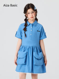 Aiza basic | Retro School Style Shirt Dress with Utility Pockets