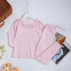 Đồ bộ bé gái bộ bé gái dài tay size đại thun cotton borrip cổ bèo Jennie kids J344