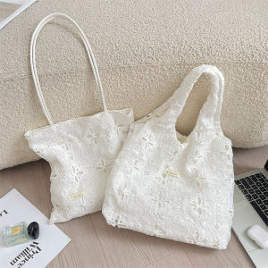 Elegant Embroidered Lace Fairy Single Shoulder Bag Large Capacity Commuter Tote Bag Country Style Vest Bag Summer 2025