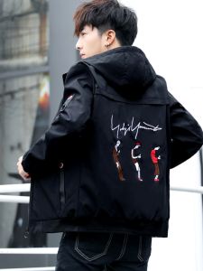 Mens Casual Jacket Spring Autumn 2024 New Style Student Fashion Black Clothes Handsome Korean Version Trendy Leisure Coat