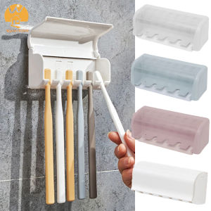 [Ấm HOMIE] 5/6 lưới không đục lỗ treo tường giá để bàn chải đánh răng phòng tắm rửa hộp lưu trữ kem đánh răng không thấm nước có nắp