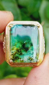 CINCIN BATU NATURAL BACAN DOKO CRYSTAL MOTIF ◇ RING SEMI PERAK